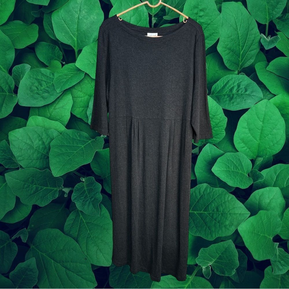 J. Jill Black Metallic Wool Blend Long Line Long Sleeve Dress XL Petite